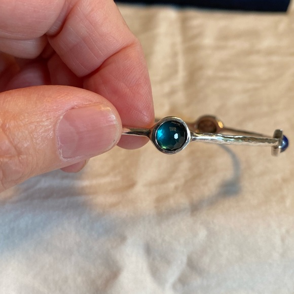 Authentic Ippolita five station multi color stone sterling silver bangle. - Picture 4 of 7